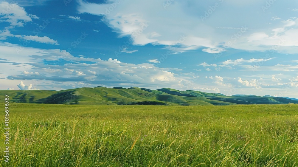 Grassland and Green Grass Background - a serene and natural visual. The grassland with lush green grass creates a peaceful and captivating scene Grassland and Green Grass Background - a serene and natural visual. The grassland with lush green grass creates a peaceful and captivating scene