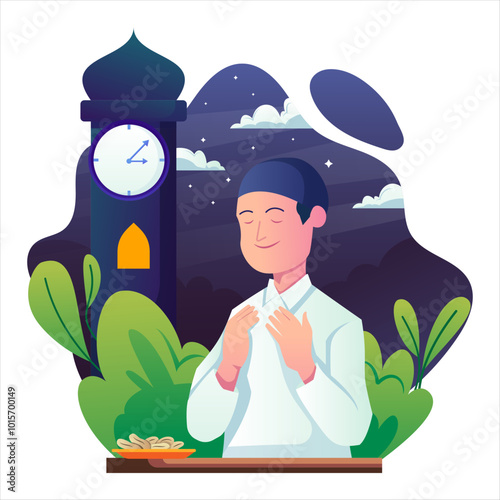 Pre-dawn Meal Illustration using modern style vector view