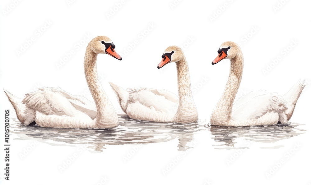 Obraz premium Elegant Swans Swimming on Calm Water
