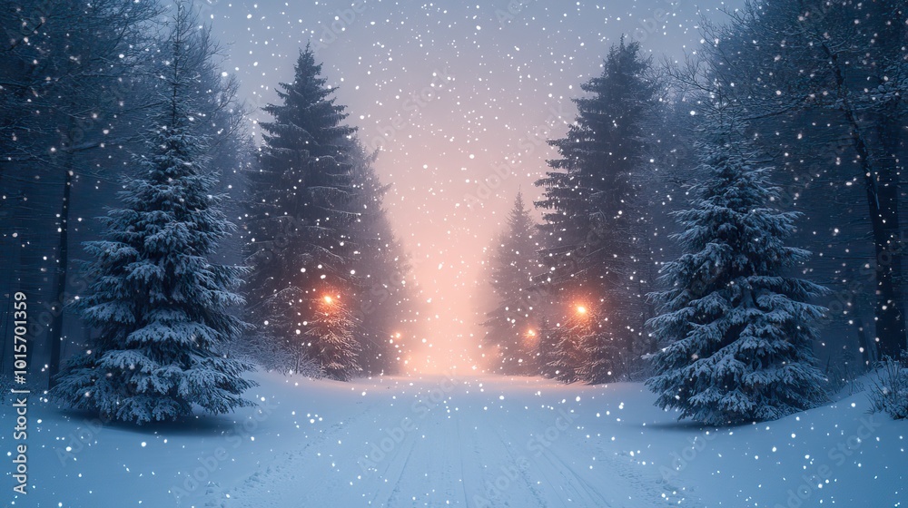 A serene winter landscape features snow-covered trees in a forest, as snowflakes fall gently, signaling the seasonal change and the arrival of winter. A serene winter landscape features snow-covered trees in a forest, as snowflakes fall gently, signaling the seasonal change and the arrival of winter.