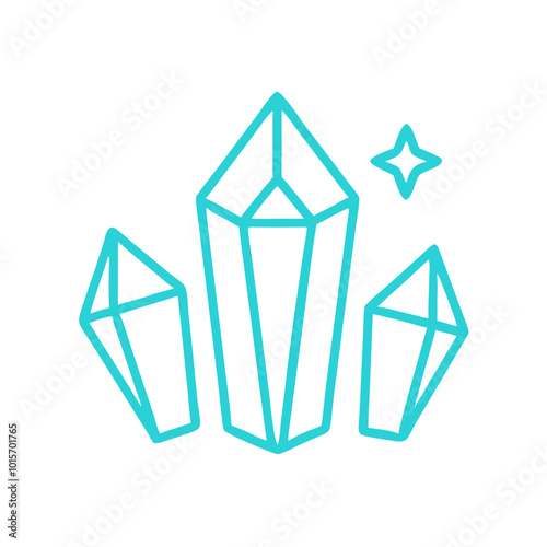 Vector icon of healing crystals in turquoise color on a clean background
