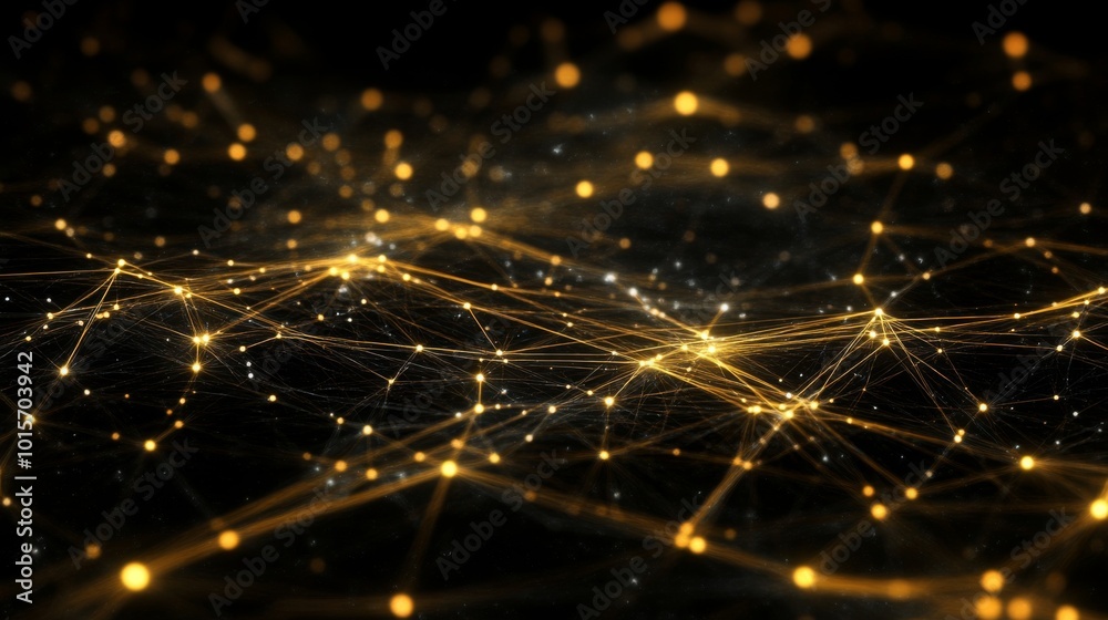 Abstract Golden Network with Glowing Nodes Abstract Golden Network with Glowing Nodes