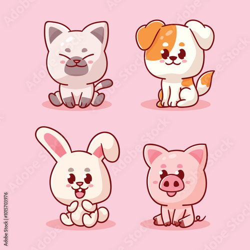 Cute Animal set Adorable Style