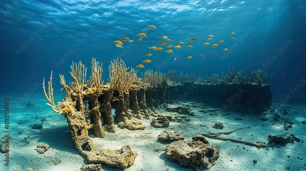 A sorrowful underwater scene shows a once-vibrant reef now lifeless ...