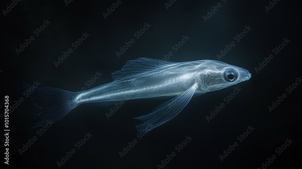 Fototapeta premium Ethereal Oarfish Swimming in Dark Waters