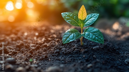 A split image of a wilting plant under a damaged ozone layer that transforms into a thriving one with a healthy ozone layer illustrates environmental recovery.