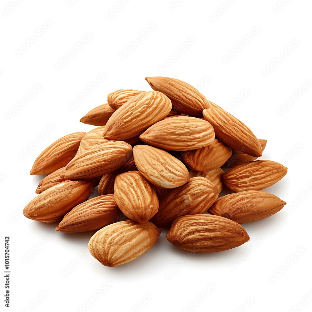 Tasty almond nuts isolated on white background Tasty almond nuts isolated on white background