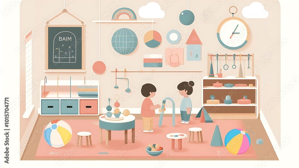 Children’s Montessori Classroom Illustration Children’s Montessori Classroom Illustration