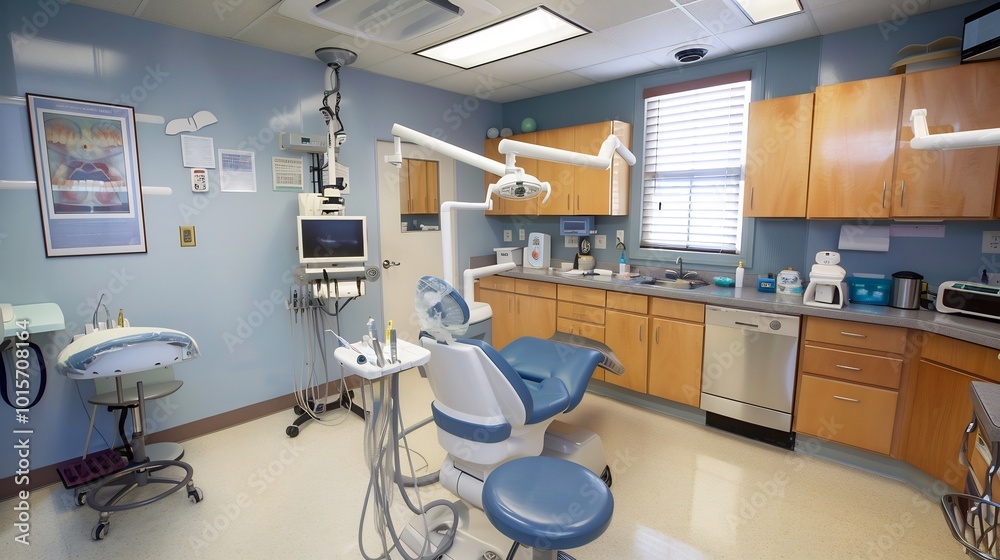 Dental clinic with the dentist ready to perform various dental treatments Dental clinic with the dentist ready to perform various dental treatments