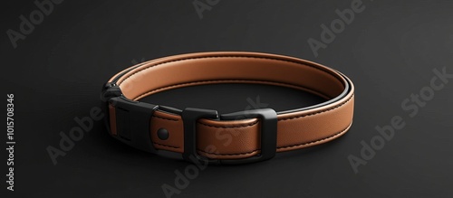 Brown Leather Dog Collar with Black Buckle photo