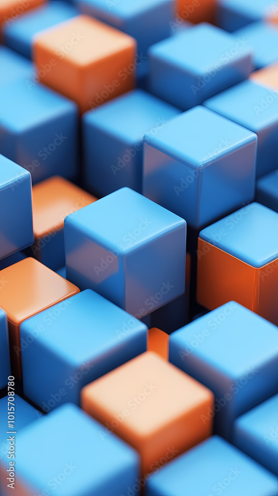 Geometric arrangement of blue and orange cubes Geometric arrangement of blue and orange cubes
