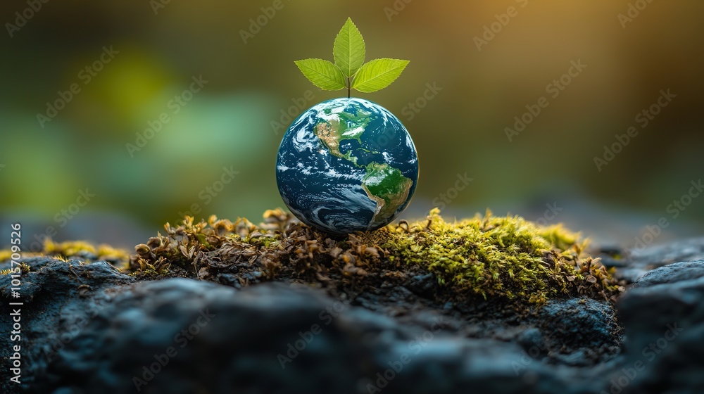A globe balances between a green leaf and carbon emission symbols, representing the importance of sustainable resources for businesses. A globe balances between a green leaf and carbon emission symbols, representing the importance of sustainable resources for businesses.