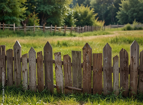 old wooden fence and grass photo