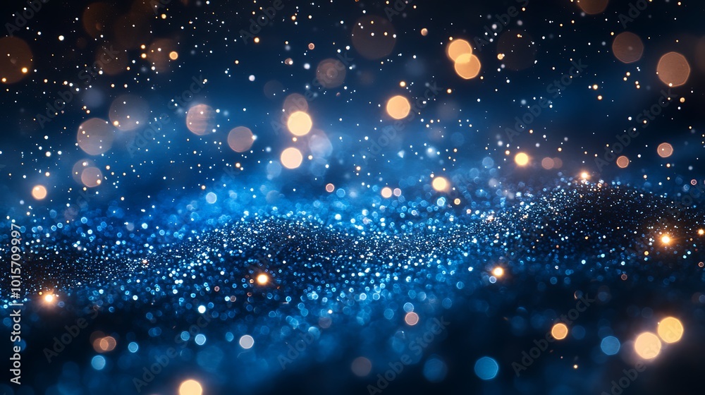 Obraz premium blue christmas particles and sprinkles for a holiday event. Background with sparkles and glitters