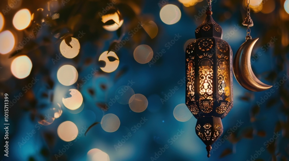 Ornate Lantern and Crescent Moon Ornate Lantern and Crescent Moon