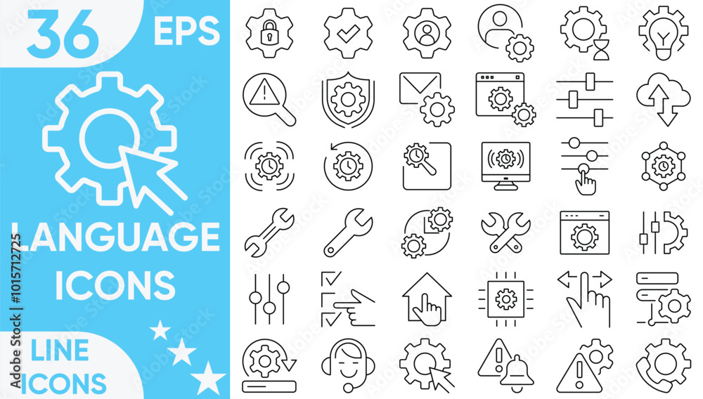 Setting Setup Line Icons Vector And Illustrator Set