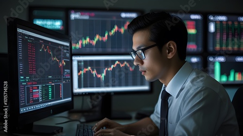 Young Professional Analyzing Stock Market Data