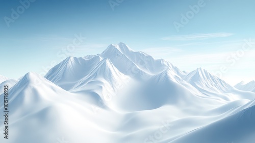 Serene Snow-Covered Mountain Range Landscape