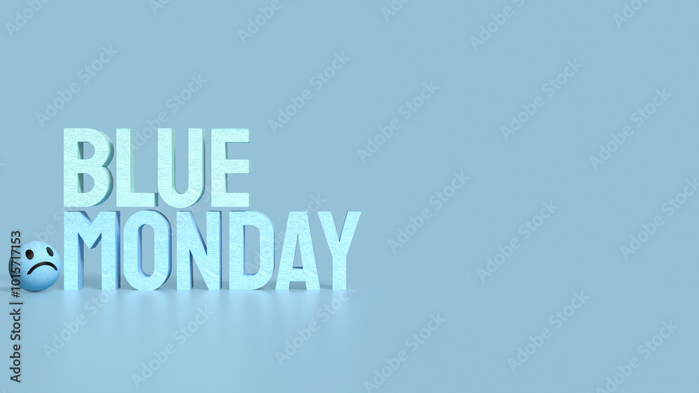 Obraz premium The Blue money text and sad emotion image 3d rendering.