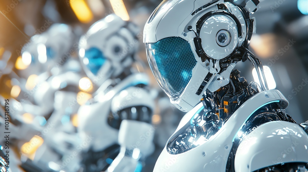 Fototapeta premium Futuristic robots with sleek design