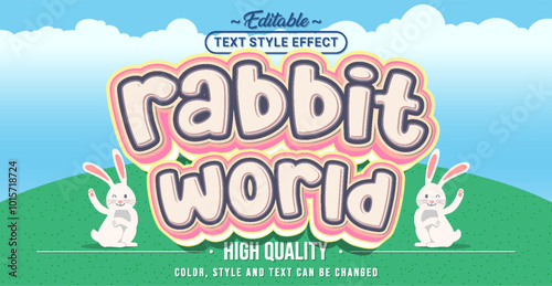 Editable text style effect - Rabbit World text style theme.