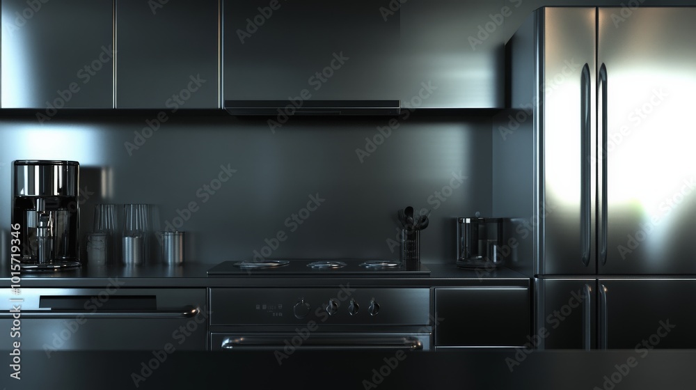Sleek and Sophisticated Black Kitchen Interior Sleek and Sophisticated Black Kitchen Interior