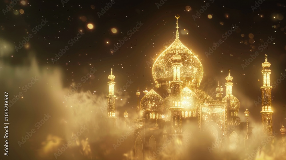 Obraz premium Golden Mosque in the Clouds