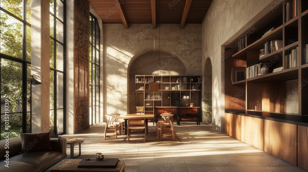 Modern Minimalist Living Room with Sunlight Modern Minimalist Living Room with Sunlight
