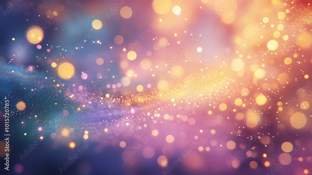 Abstract holographic fantasy scene, soft pastel gradient with glittering fairy lights and colorful bubbles Abstract holographic fantasy scene, soft pastel gradient with glittering fairy lights and colorful bubbles