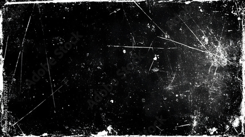 Abstract Black and White Grunge Texture with Scratches and Dust, Distressed Overlay for Design