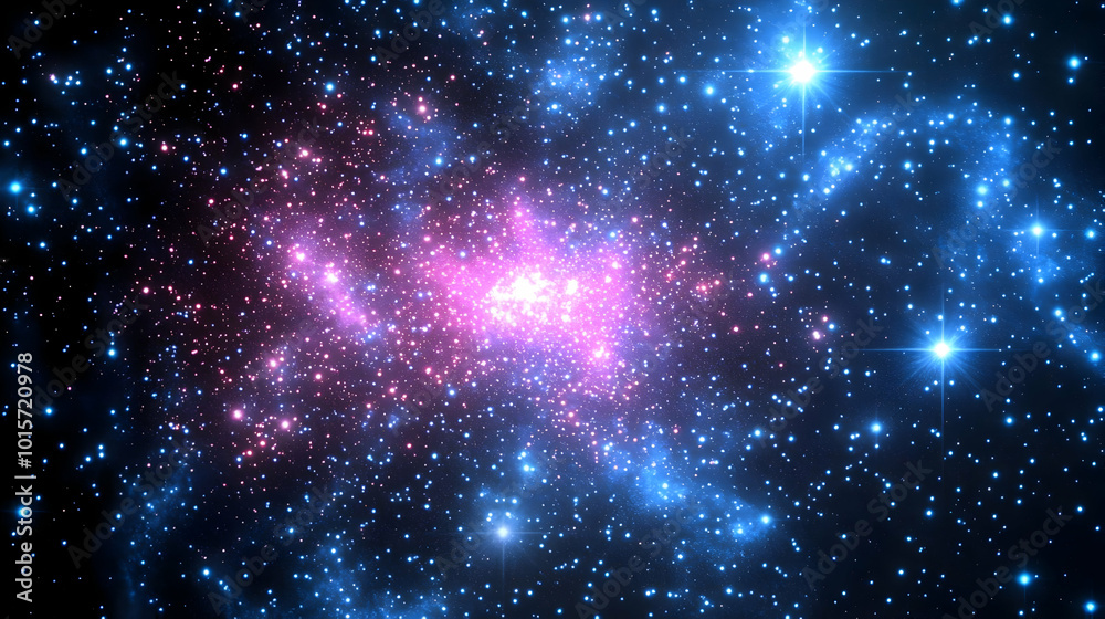 Fototapeta premium Abstract Cosmic Nebula Background with Glowing Stars and Galactic Dust