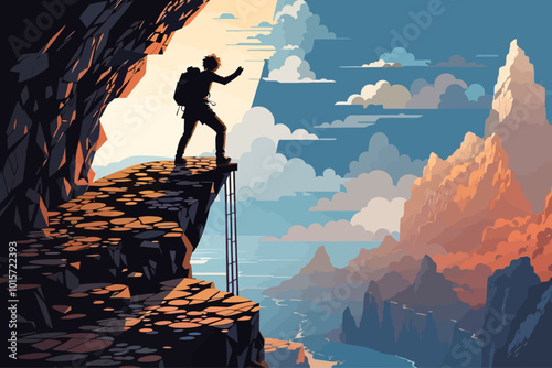 abyss Climbing rock mountains illustration