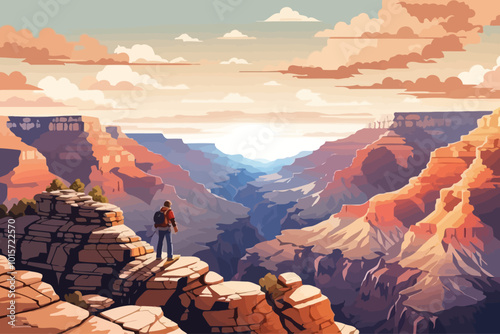 Climbing a hill canyon mountains illustration