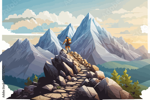 rock mountains climbing a hill illustration