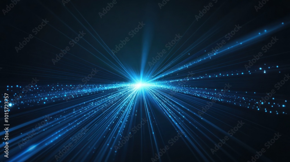 Abstract Blue Light Rays and Glowing Particles Abstract Blue Light Rays and Glowing Particles