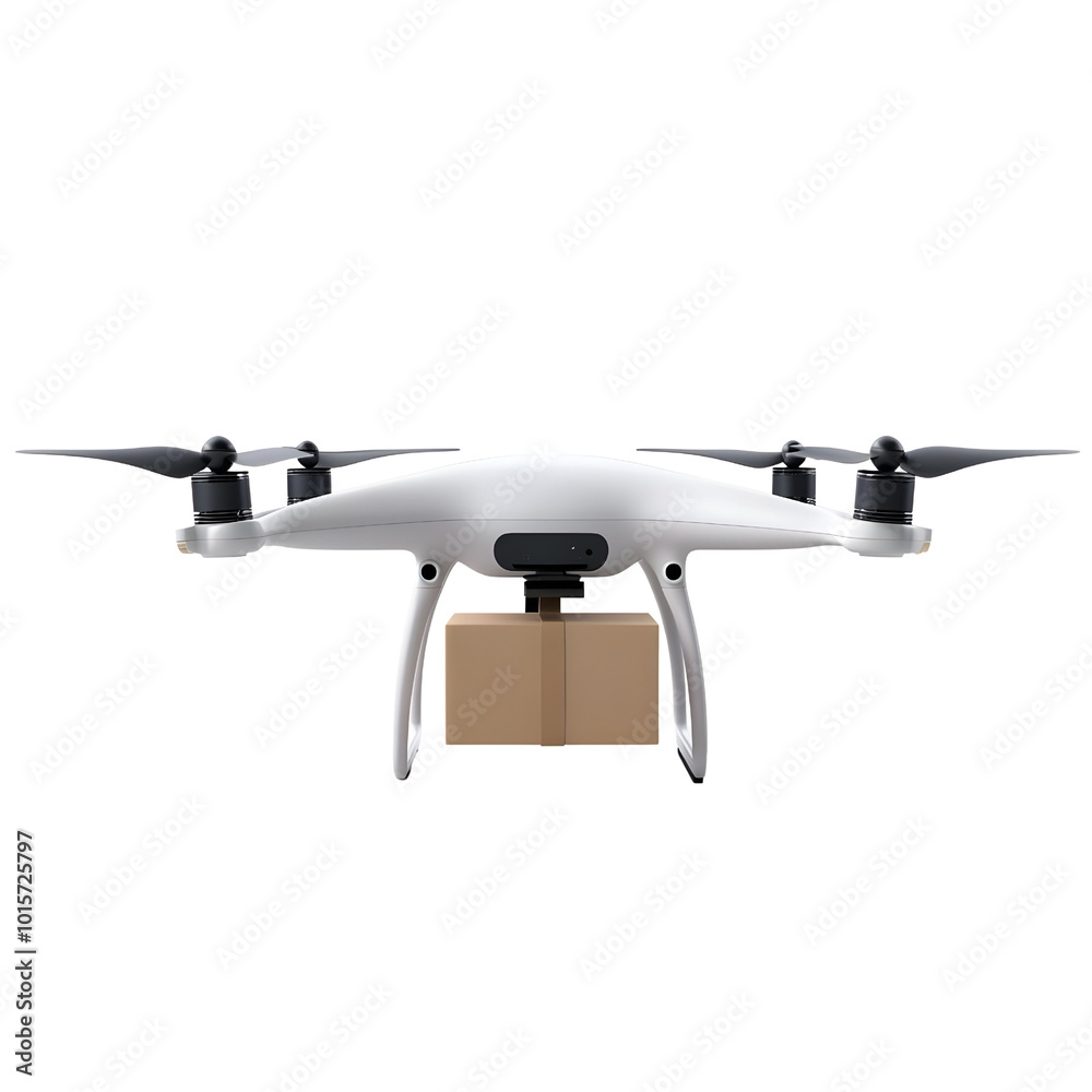 Innovative drone delivering parcel, isolated on a white background. Innovative drone delivering parcel, isolated on a white background.