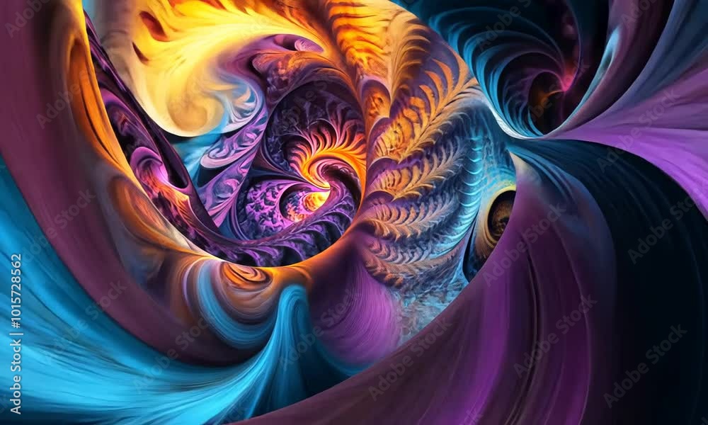 Dynamic, swirling fractal-inspired patterns