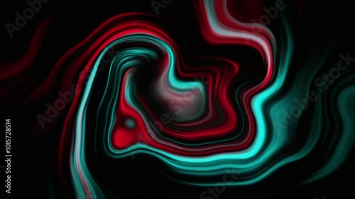Abstract Smooth Animation Color Wavy. Concept Multicolor Liquid Pattern. Trendy Colorful Fluid Abstraction Flow. Red Cyan Wavy Reflection Surface Macro. Beautiful Colored Texture