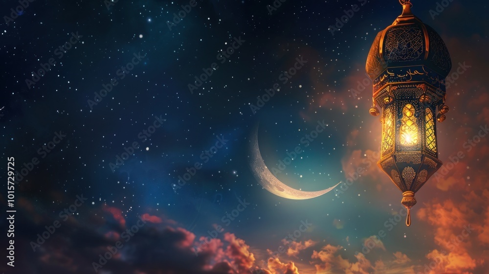 Ramadan Lantern and Crescent Moon Ramadan Lantern and Crescent Moon