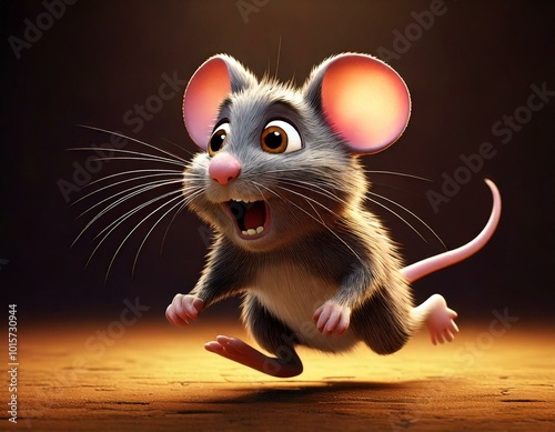 Cute Cartoon Scared Mouse R...