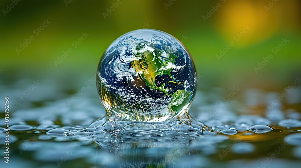 A compelling image of the Earth inside a droplet symbolizes the fragile state of the environment, particularly in relation to World Oceans Day. A compelling image of the Earth inside a droplet symbolizes the fragile state of the environment, particularly in relation to World Oceans Day.