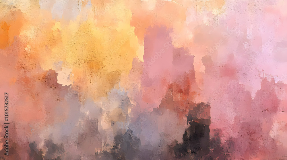Fototapeta premium Abstract Painting with Blurry Strokes in Warm Colors, a Vibrant and Textured Artistic Background