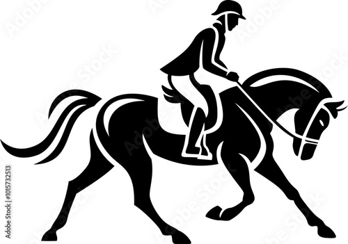 Equestrian Silhouette of a Rider on a Horse in Motion Logo Design