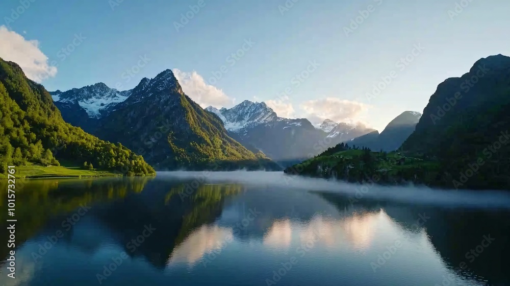 Serene Sunrise Over a Mountain Lake Serene Sunrise Over a Mountain Lake