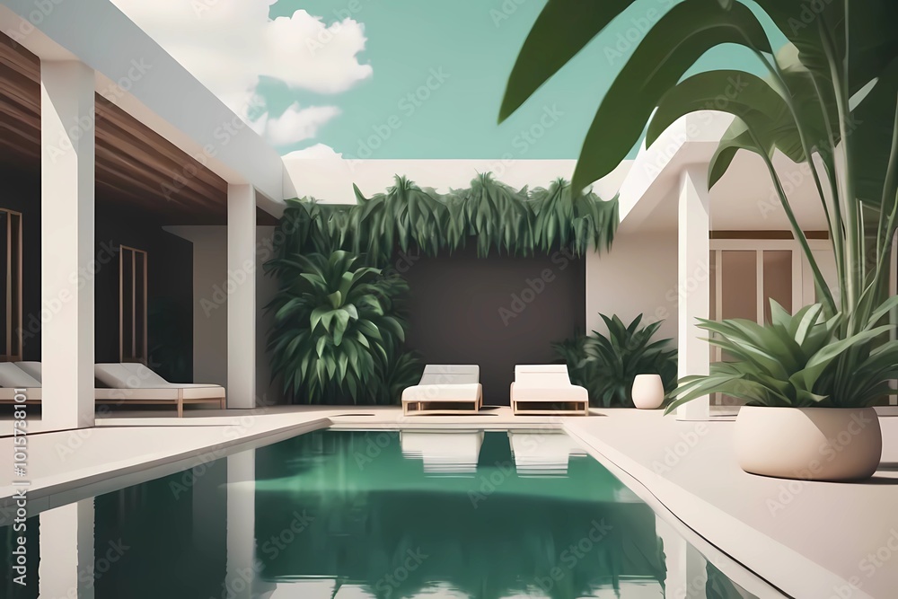 Fototapeta premium luxury villa with pool