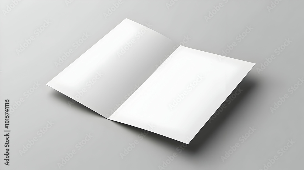 Blank White Folded Paper Mockup on a Gray Background, Perfect for Branding and Design Presentation Blank White Folded Paper Mockup on a Gray Background, Perfect for Branding and Design Presentation