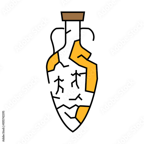 cracked amphora line icon vector. cracked amphora sign. isolated symbol illustration