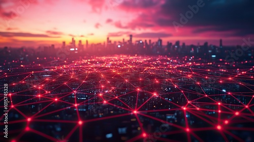 Wallpaper Mural A futuristic AI-generated image depicting global network connections and telecommunication in modern business. Torontodigital.ca