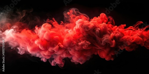Abstract Red Smoke Swirling in Darkness, Creating a Dramatic and Ethereal Atmosphere
