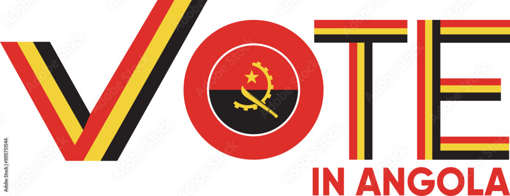 Φωτογραφία vote word Angola or Angolans with voting sign showing general election of Angola